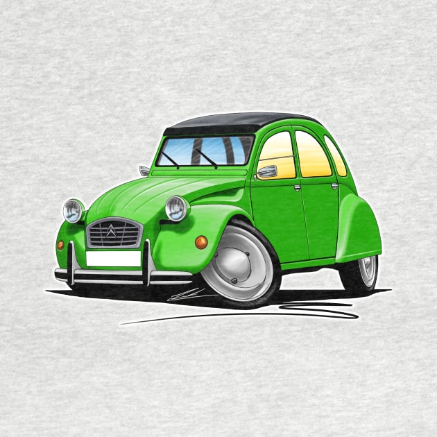 Citroen 2CV Green Classic Car Art by y30man5